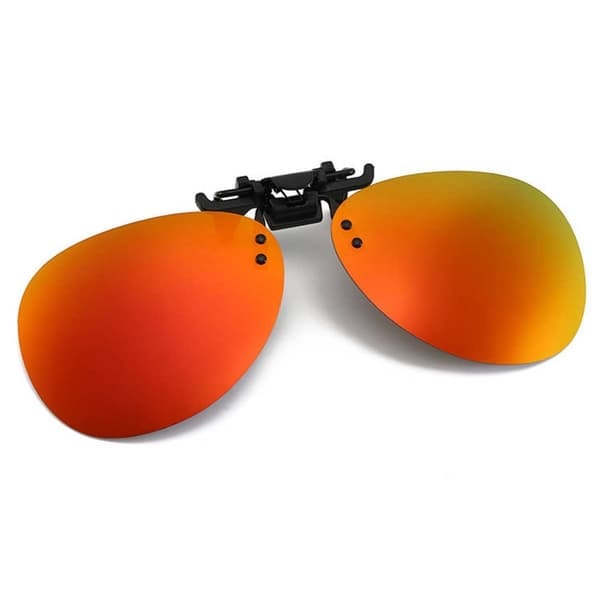 Clip-on Aviator Solglasögon Pilotglasögon Röd Spegellins_qq