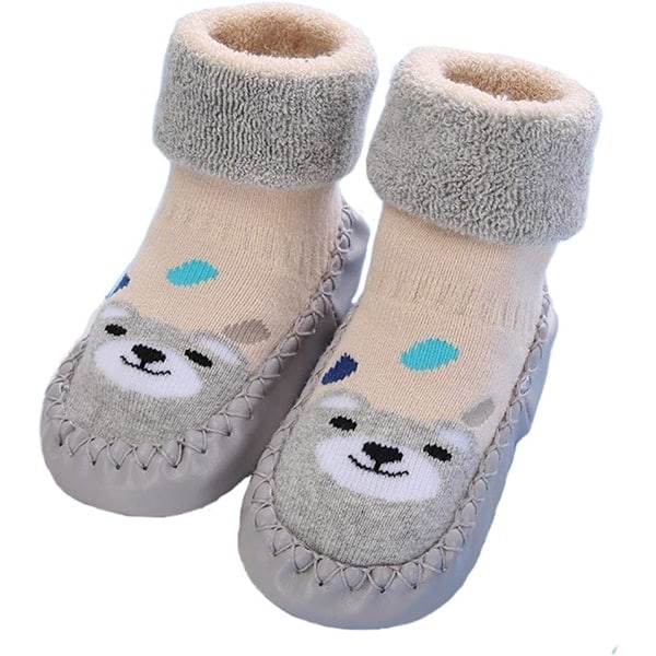 QD-2 par halkfria babysockor vinter varma tofflor flicka pojke föd