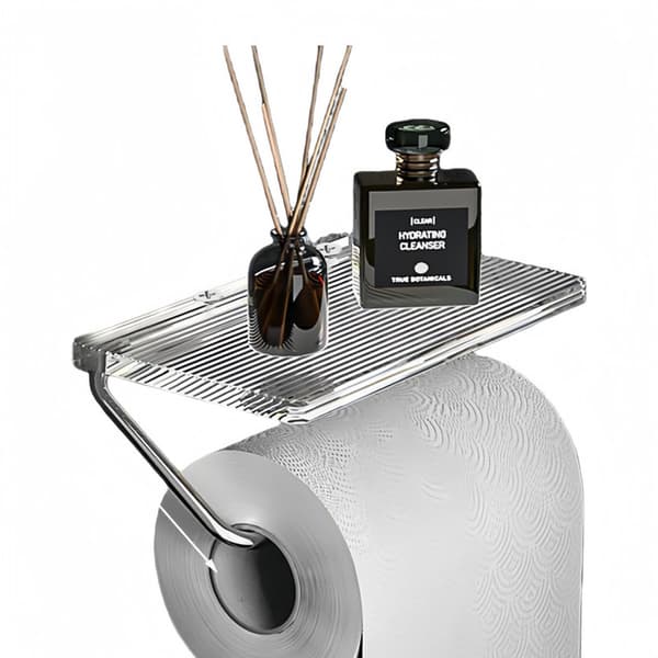 Toiletpapirholder, Badeværelsestissueholder, Akrylpanel, Rustbestandig, Pladsbesparende