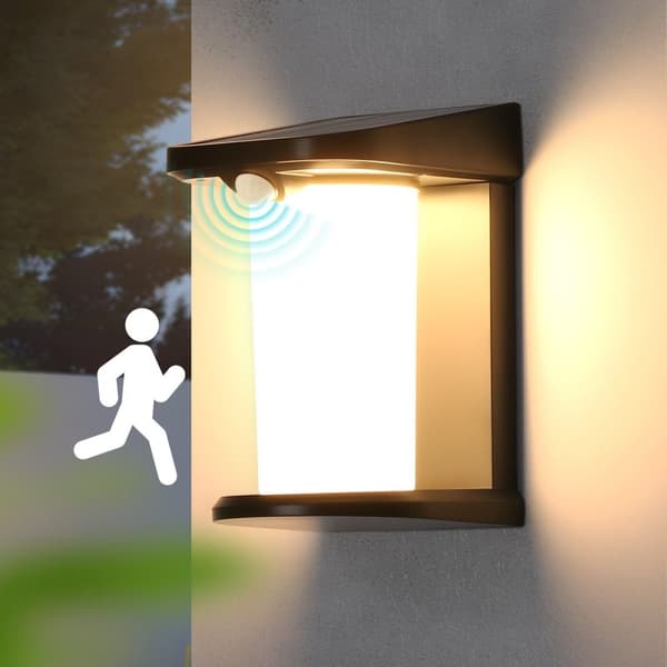 Solbelysning med bevegelsessensor - 2 automatiske moduser for utendørsbelysning | Vanntett IP65 for veggmontering
