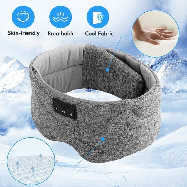 Bluetooth pannebånd/sovemaske sovehodetelefoner Grå