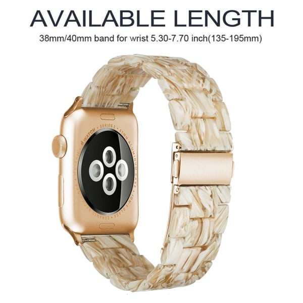 [QD] Kompatibelt med Apple Watch armband 38-40mm/42-44mm Serie 5/4/3/2/1, Smalt Resinarmband -38-40mm-Silkesvitt