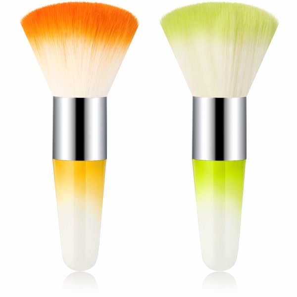 eBoot 2 delar Soft Nail Art Dust Remover Powder Brush Cleaner för akryl- och makeuppulverrougeborstar (rosa, lila) Orange, Grön