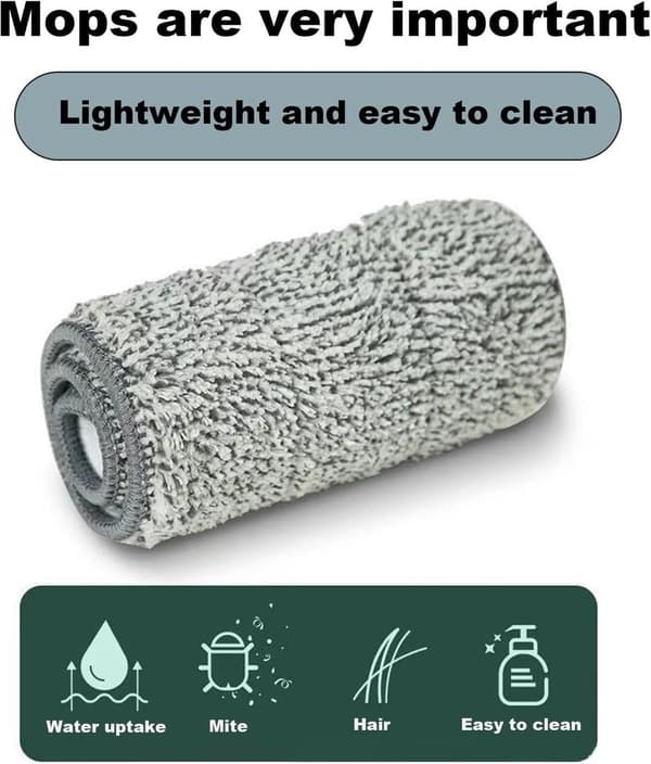 2-pack ersättningsdynor för platt mopp, mikrofiber våt/torr mopprefiller, maskintvättbara, för trägolv, kakel, marmor, 12,6x4,7 tum, grå