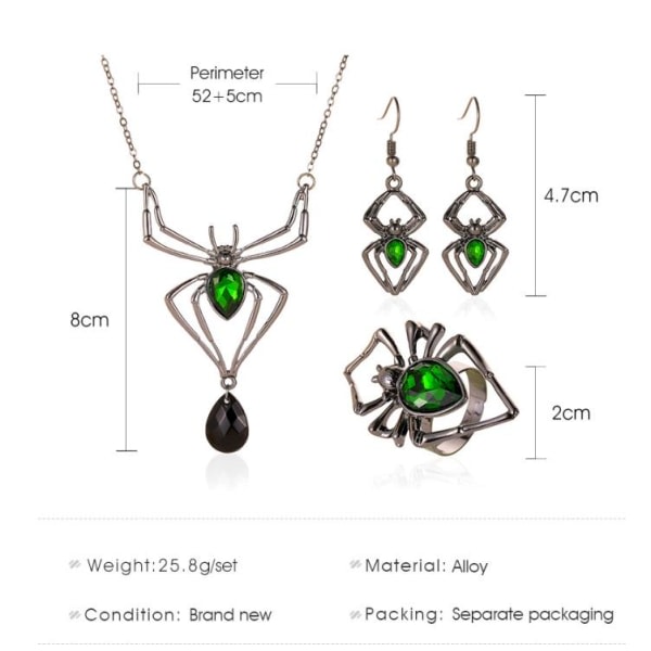 KvSLINnors örhänge Halsband Set Halloween Spider Smyckes Set Personlighet Punk Örhänge Halsband KvSLINnor Presenter