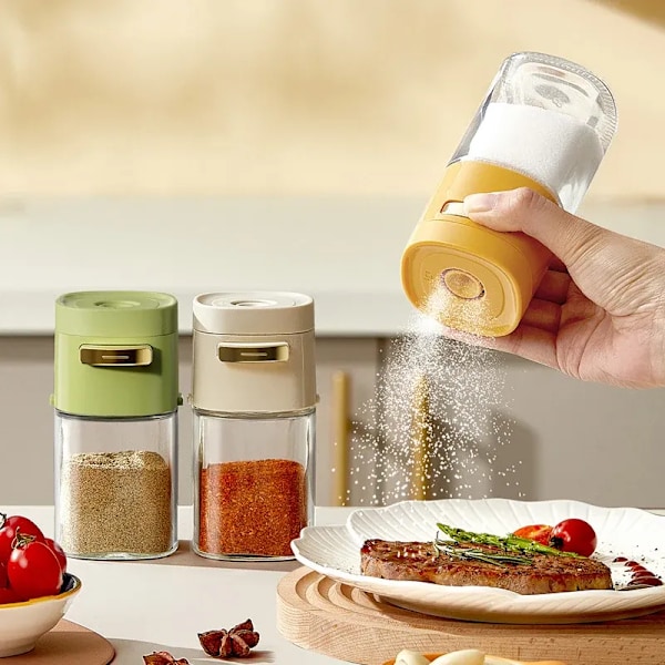 QU.Glass Kryddispenser Kvantitativ Saltströare Högtemperaturbeständig Förseglad Glasflaska Kryddbehållare För Kryddpeppar