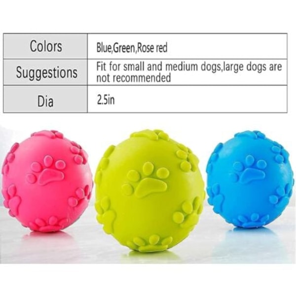 QQU-Hundleksaksbollar, Ljudbollar, Tuggleksaksbollar för Hundar, Valpmolar Tandrengöringsboll, för Små och Medelstora Hundar