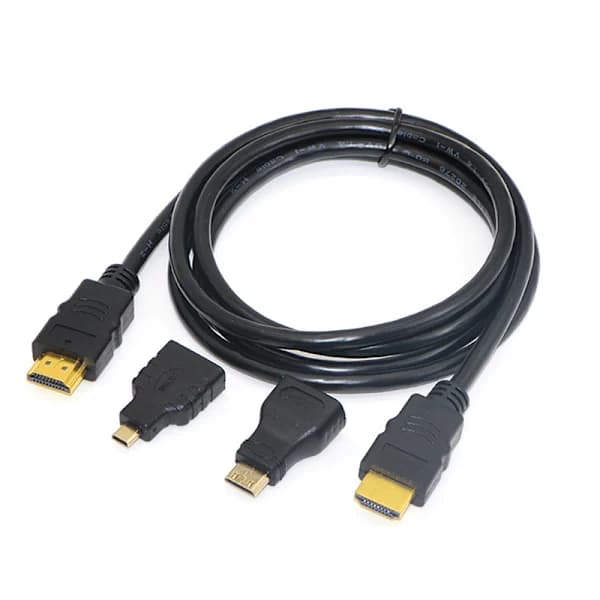 3-in-1 kullattu HDMI + Mini + Micro HDMI -adapterikaapeli 1,5 m