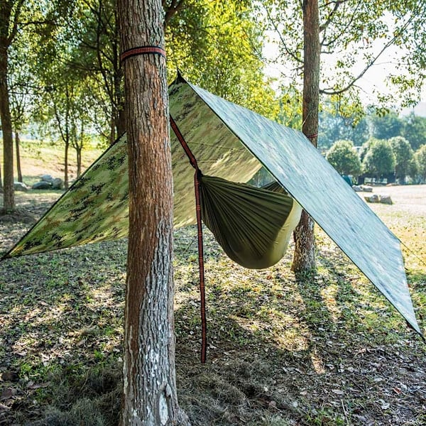 QU/Bærbart udendørsly, vandtæt ultralet teltpresenning til eventyrentusiaster, multifunktionelt camouflageunderlag, kraftigt ly