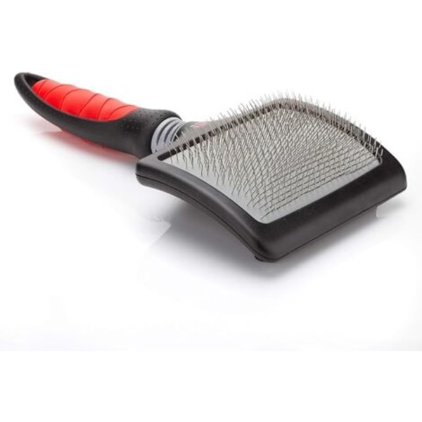 QU/Progroom Extra Stor Hundborste i Kartong. Totallängd 19 cm, kamlängd 12 cm, bredd 9 cm.