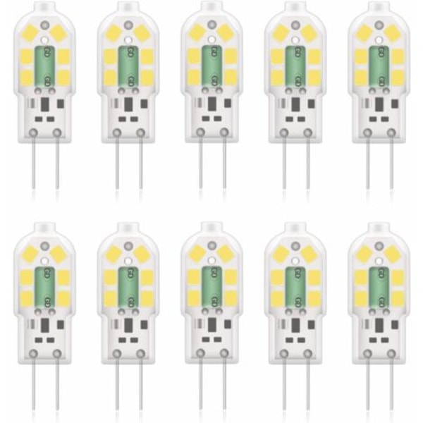 QQU-G4 2W LED-lampa, motsvarande 20W halogenlampor, kallvit 6000k, 200Lm, 12x SMD, 12V AC/DC - 10-pack [Energiklass A+]