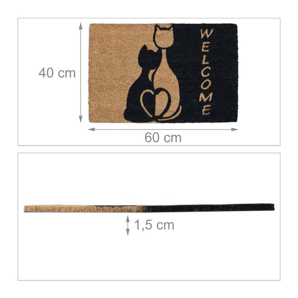 Dørmatte kokosfiber \"Welcome\" med katt