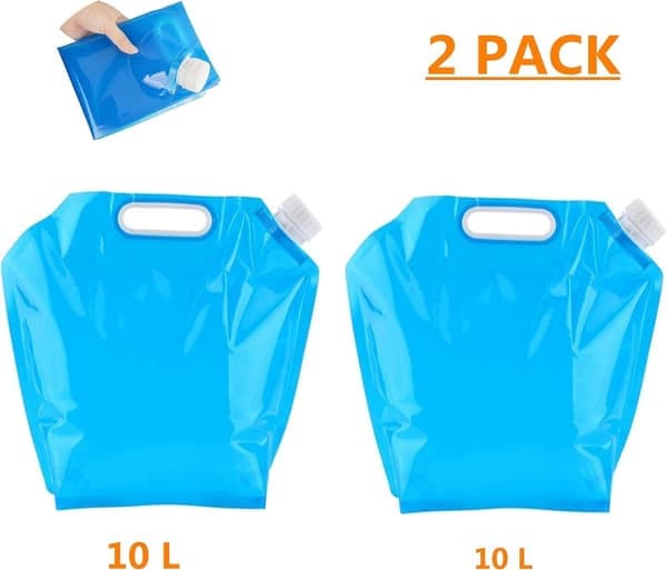 Vikbar 2-pack 10-liters vattentank, för vandring, camping, picknick, resor, grillning