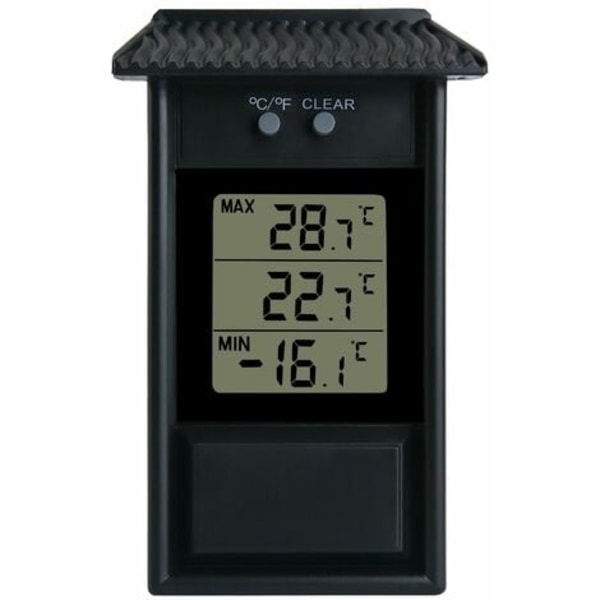 #QD# Växthustermometer, vattentät digital växthustermometermonitor 0,1°C Upplösning, -20 till 50°C temperaturområde, väggbatteridriven (svart)
