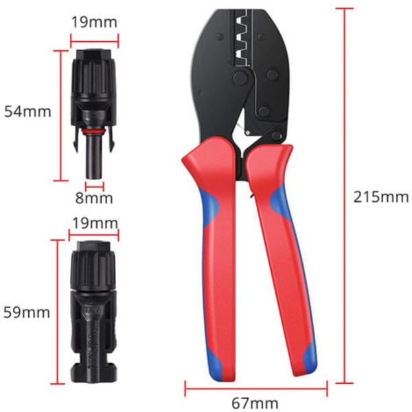 #QD#MC3 MC4 Solcellskrimpverktyg för 2,5/4,0/6,0 mm² Solpanel PV-kabel + 20 st MC4 Hane Solpanel Kabelkontakt + 1 par MC4 Solcellskontakt Skiftnycklar