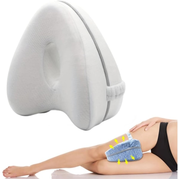 QU/Smooth Ryggmärgsinriktningskudde för Memory Foam-kudde och Knäkudde för Sidosovare Lindrar Höft- och Benvärk White