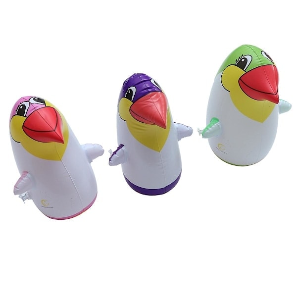 \"QD\" 3 st Barnleksaker Uppblåsbara Tumlare Barn Uppblåsbar Pingvin 3D Bop Bag Pingvin Blåsa Upp Leksaker Tumlare