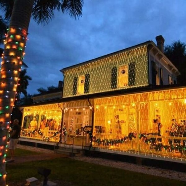 #QD#Netlysstreng, 200 LED-netlys 3M X 2M 8 tilstande vandtæt energi, dæmpbar til julebryllupsfest i soveværelset Hjemmehave, varm hvid