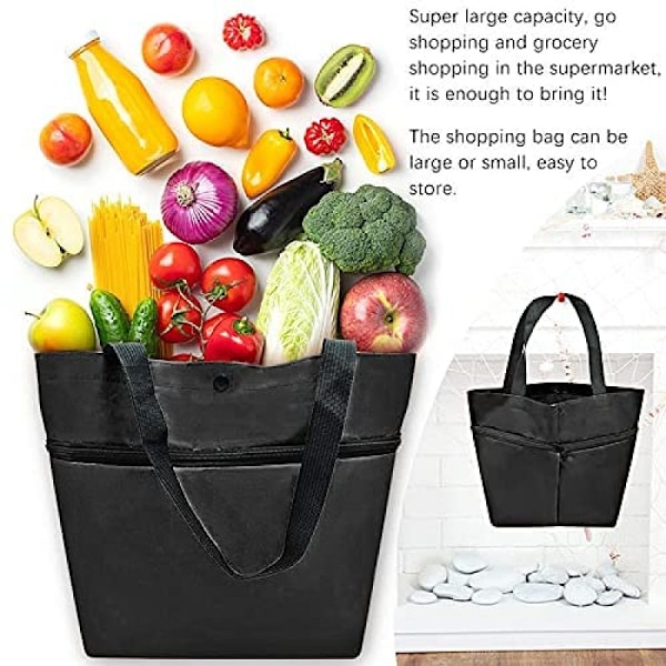 Foldable Trolley Bag Adjustable Size Portable Blue