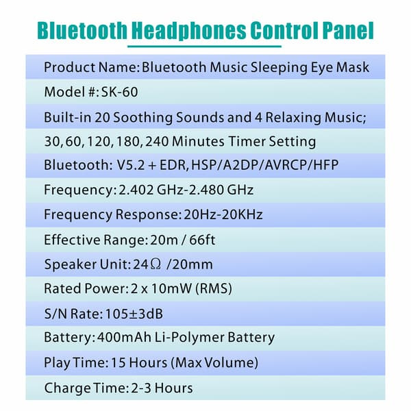 3D Sömnmask Bluetooth Sovhörlurar Svart