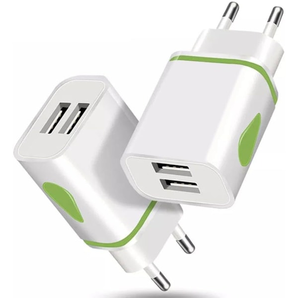 EU 2-stifts till USB Reseadapter Laddare Euro Typ C, E, F Väggadapter 2 USB-portar för Iphone Samsung Rakapparat Surfplatta_QUU