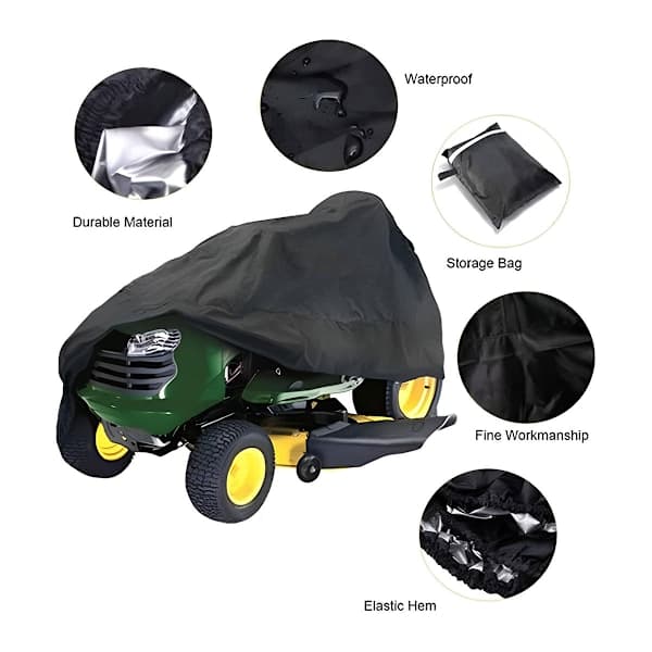 QU/Durable Lawn Mower Cover in Polyester Fabric, with Waterproof Coating and Easy Installation for Ride-On Mowers