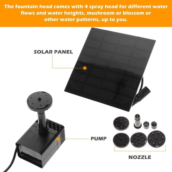 Solcellsdriven fontän med 4 munstycken (11 cm)