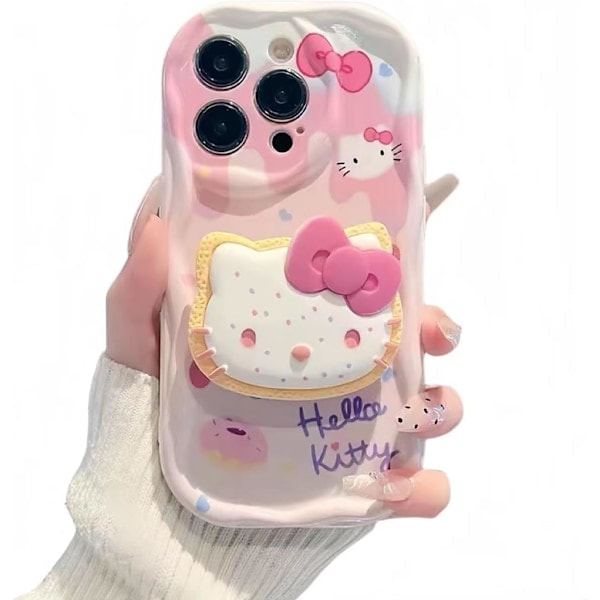 QD-Kawaii iPhone Skal - Sött Kattunge Tecknat TPU Skal med Airbag Ställ, Designat för Tjejer och Kvinnor iPhone 11