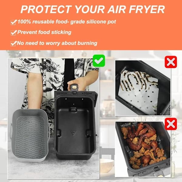 Airfryer Silikoneforing til Instant Vortex, Silikone Airfryer Foring Genanvendelig