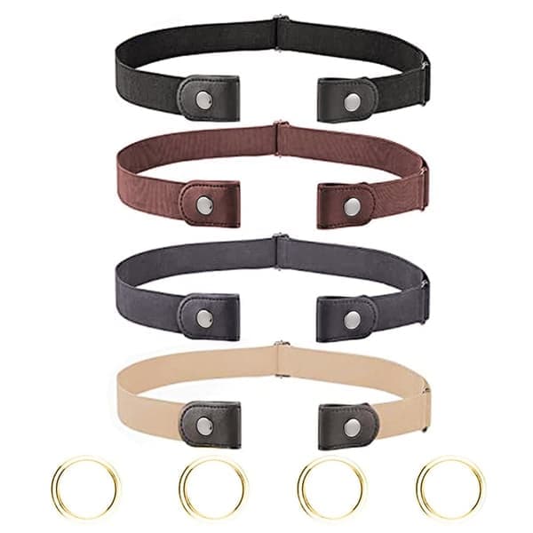Osynligt elastiskt bälte utan spänne, 4-pack