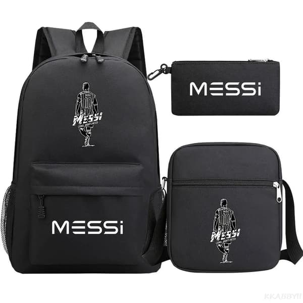 Fodbold Messi rygsæk 3 dele Black