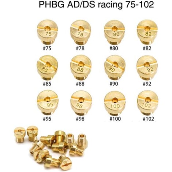 #QD#12kpl M5 Pääsuutin Kaasuttimen Pääsuutinsarja 75, 78, 80, 82, 85, 88, 90, 92, 95, 98, 100, 102 Korvaa Dellorto PHBG -kaasuttimen