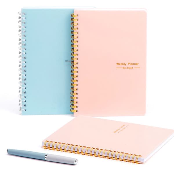 A5 Agenda Planlegger Notatbok Dagbok Ukeplanlegger Mål Vane rosa