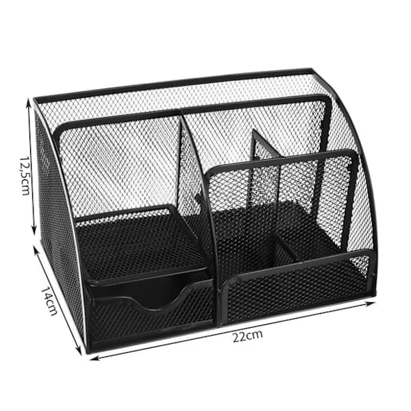Skrivebordsorganisator - Organizer til skrivebord - 6 rom Svart