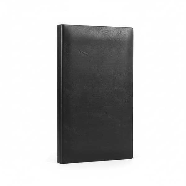 A6 Sort PU-læder notesbog, 200 sider 80 g/m² papir, til kontor, forretningsmøder og studie