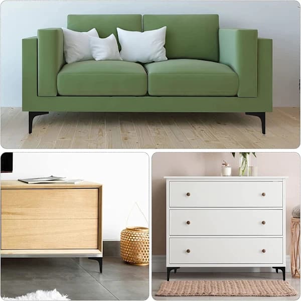 8 stk. sorte møbelben i metal, 10 cm sorte sofaben, moderne møbelben i metal til sofa, bord,