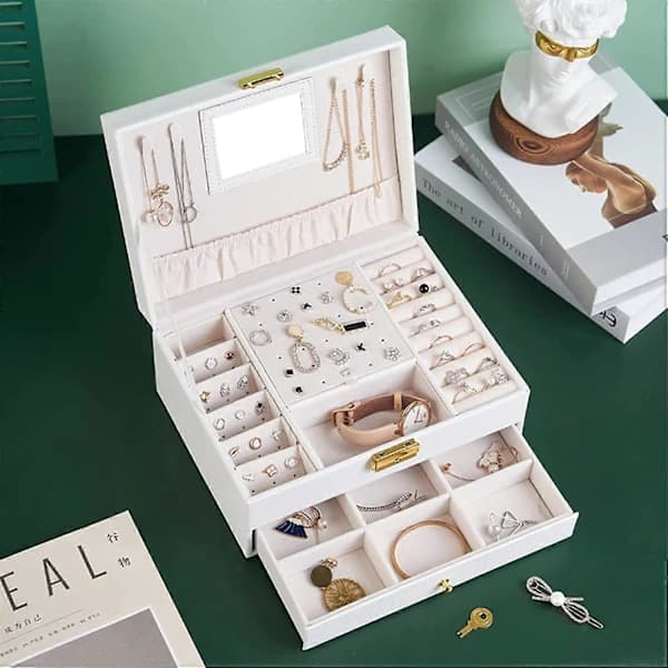 Smykkeskrin Organizer 2 Lag (Hvid)