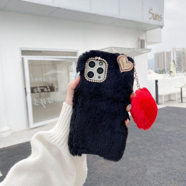 Jeg Elsker DHjerte Fluff Cover til Sort IPhone12PRO MAX