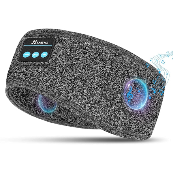 [QD] Sportshodetelefoner med pannebånd, trådløse Bluetooth-sovehodetelefoner med ultratynne HD-stereohøyttalere, egnet for sport/yoga/fitness, grå