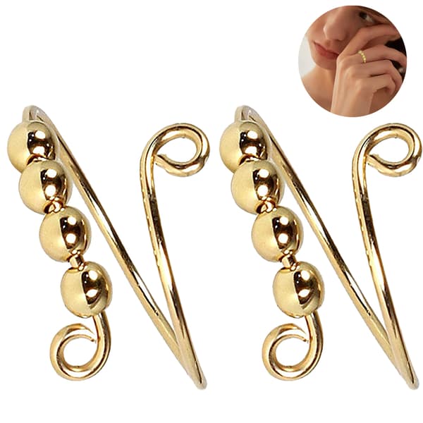 2 stk. justerbare angstringe til kvinder med perler, stressaflastningsring, spinnerring, meditationsring, guld