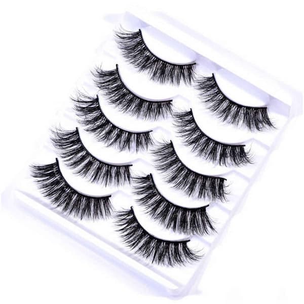 5 par lösögonfransar – 3D faux mink (G-52) Svart_qq