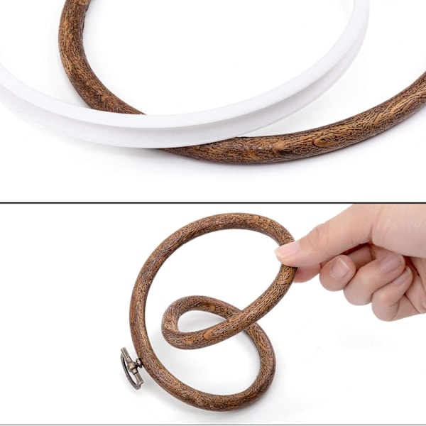 \"QD\" 4 kpl 15 cm pyöreitä kirjontakehyksiä, esittelykehys, ympyrä, ristipistokehys, puujäljitelmä kirjontasetti