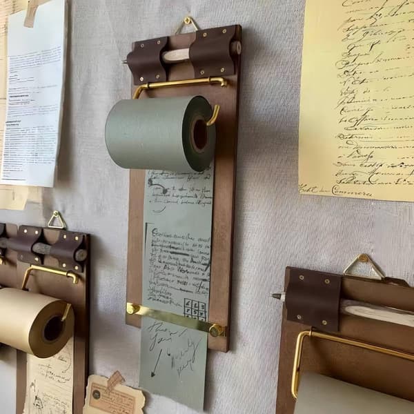 Memoblok Papirrulle, 2-pak, 7,7cmx11m, Sticky Note Rulle, til Væg/Notesbog/Whiteboard, Brun