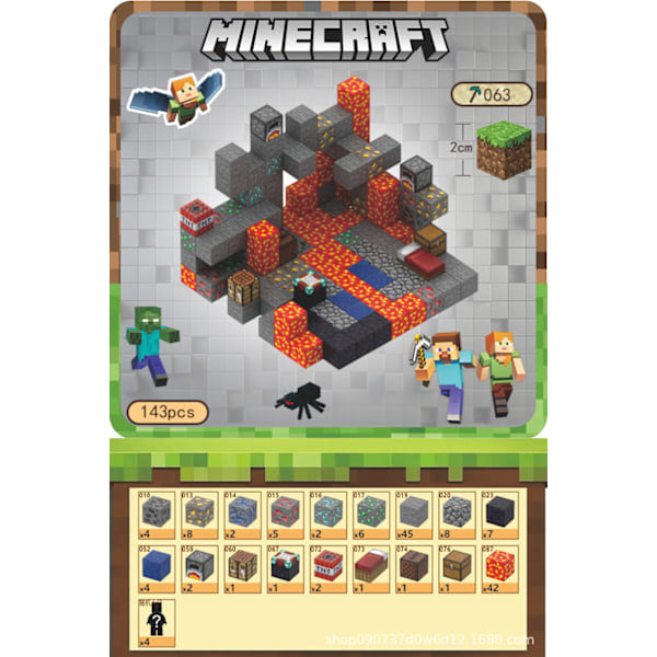 [QD] Minecraft byggklossar, inklusive 143 sexsidiga magnetiska kuber, levereras med 4 dockor (Mine Adventure) Mine Adventure