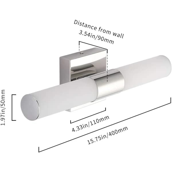 Badeværelsesskabsbelysning, 16W krom LED-spejllamper