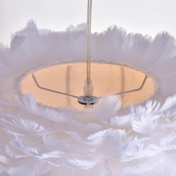 Fjer Loftlampe - Skaber Romantisk Stemning - Moderne i Hvid