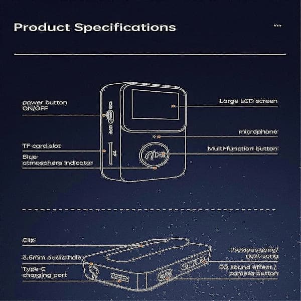 MP3-soitin Bluetooth 5.0 -musiikkisoittimella