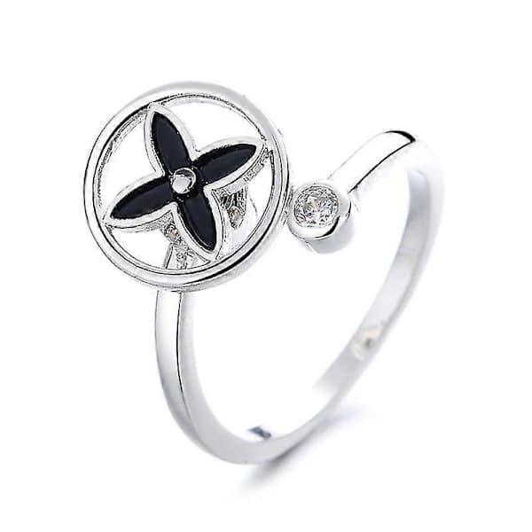 Angstdæmpende ringe Justerbare åbne ringe Blomsterformede ringe med Zirkon C C