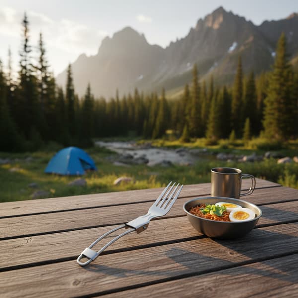 Vikbar gaffel i 304 rostfritt stål, bärbart hopfällbart bestick för camping, picknick och resor
