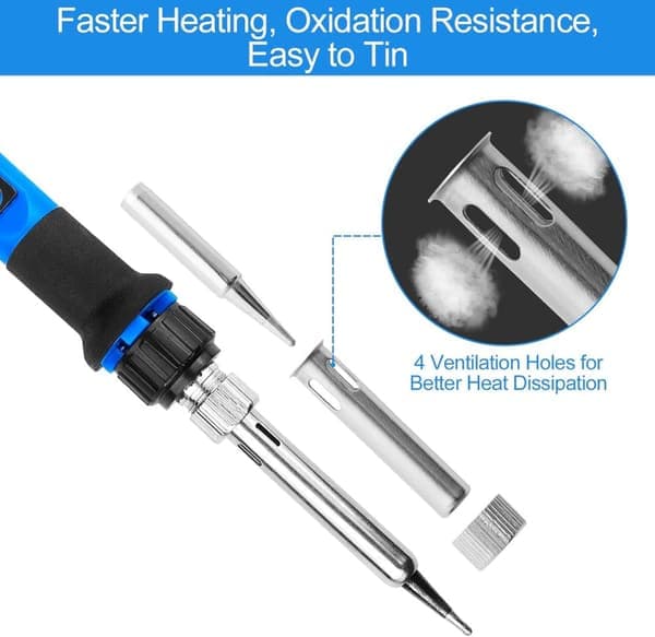 80W Precision Soldering Iron with Adjustable Temperature - Electronic Soldering Iron Kit with Stand, Solder Wire and Tips